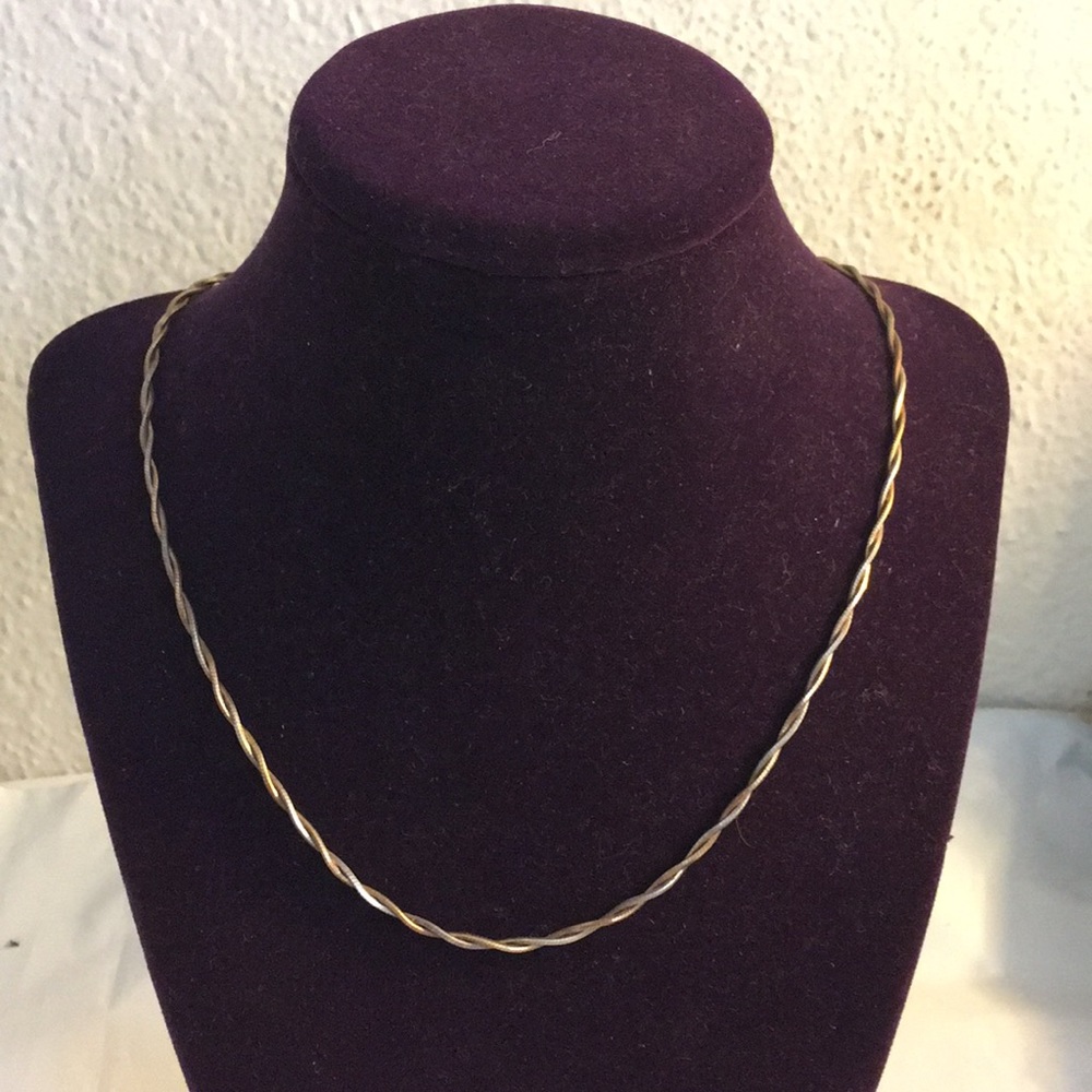 Sterling 18" Double Strand Two Tone Twist Necklace